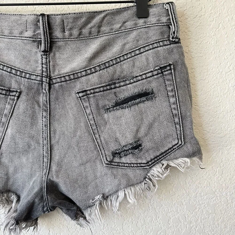 WE THE FREE Good Vibration Cut-Off Jean Shorts Gray Distressed